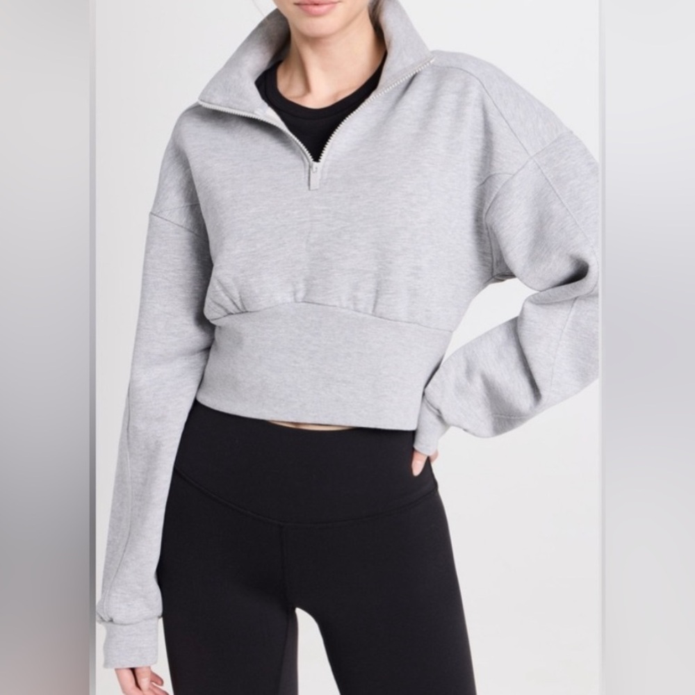 Alo Gray Women's Cropped quarter zip